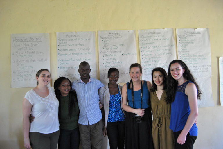 Our GHI team (Alanna Roberts, Kate McWilliams, Lauren Kan & Kelly Leslie) plus some of our amazing partners from Kenya PCT (Partners in Community Transformation) at our first mental health workshop for Community Health Workers, where we taught them about psychosis, anxiety, depression, and substance abuse.