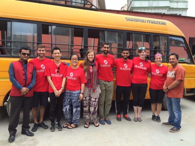 The 2016 Nepal Sickle Cell Team: Eric Busto, Jordan Yeo, Bethanie Giang, Monica McKeown, Armaan Malhotra, Abhi Cherukupalli, Katie Stromgren, and Laura Halperin.